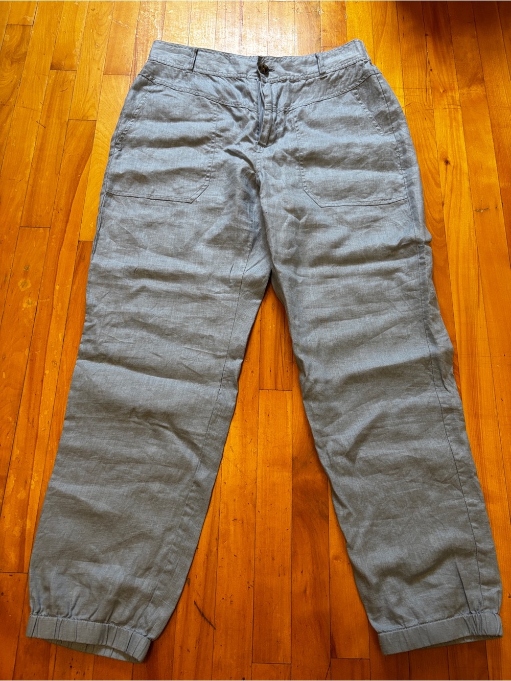 Women's Straight-Leg Linen Blend Pants in Light blue